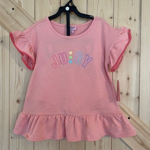 Juicy Couture 2 Piece Set Girls Coral / Pink Shorts With Shirt Top-Set Size 8-10
